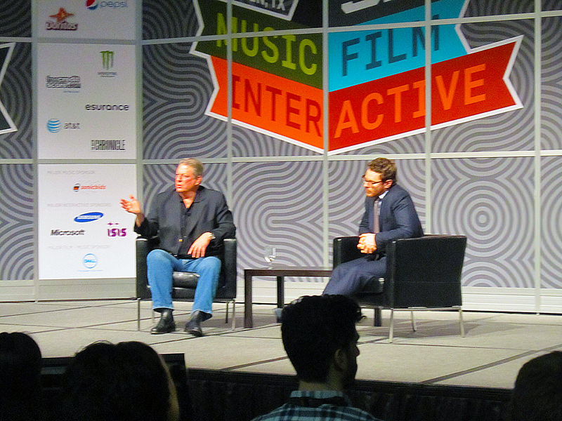 Al Gore and Sean Parket on stage at SXSW 2012